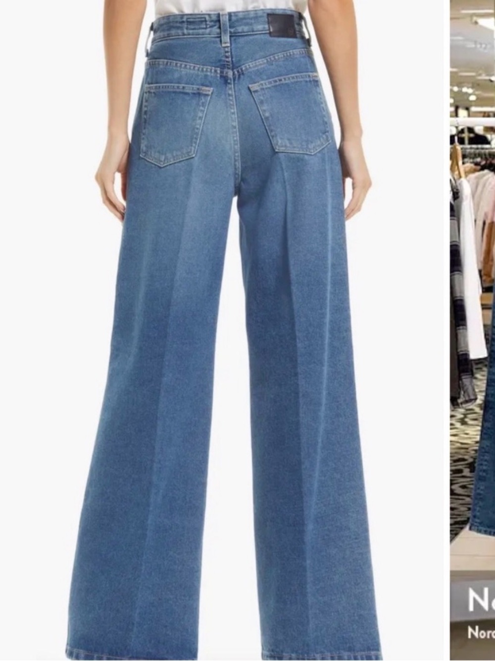 Ag Adriano Goldschmied Wide-Leg High-Rise Jeans - Medium Blue Deven - Picture 2 of 4